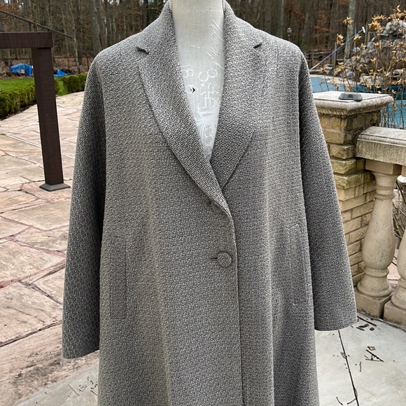 Reformation long grey swing full length dress coat with full lining in satin - Picture 2 of 14